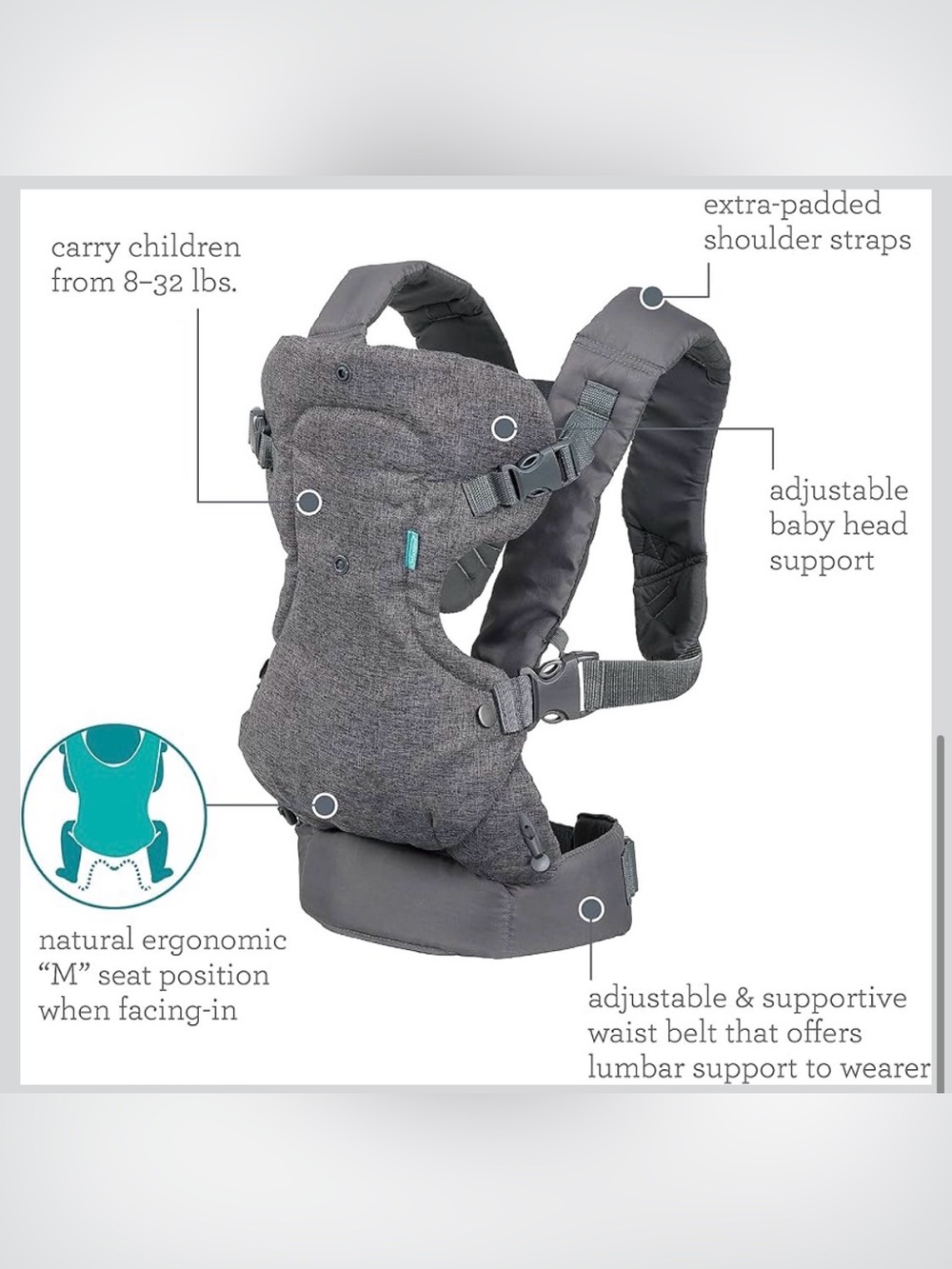 Infantino Flip Advanced Convertible Carrier - Heather Gray - Picture 2 of 8